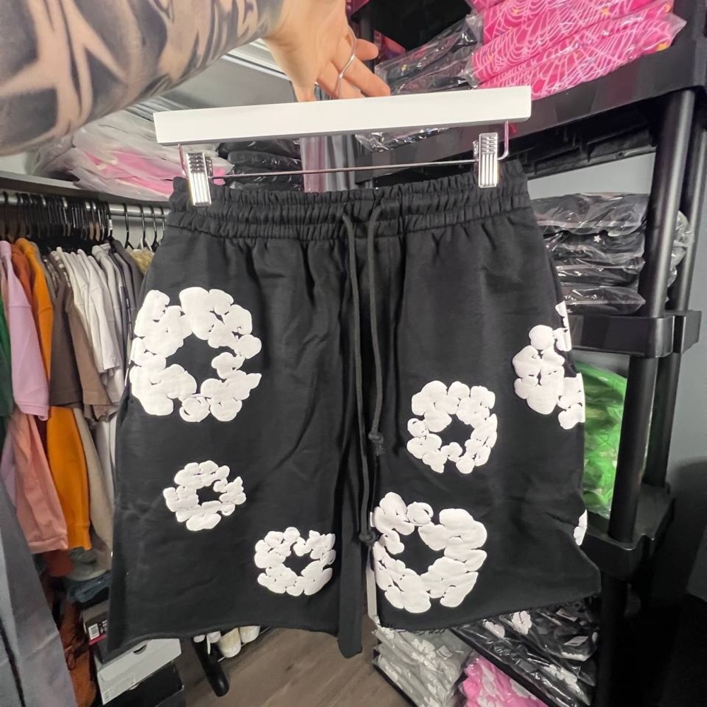 denim tears shorts with flowers 100%cotton